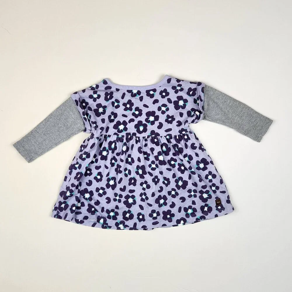 Tea Collection Baby Floral Printed Cotton Layered Sleeve Dress sz 6-9m